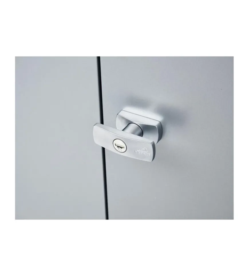 Armadio da esterno biohort "romeo m" in acciaio argento metallizzato, 132x57x140 cm - 55070