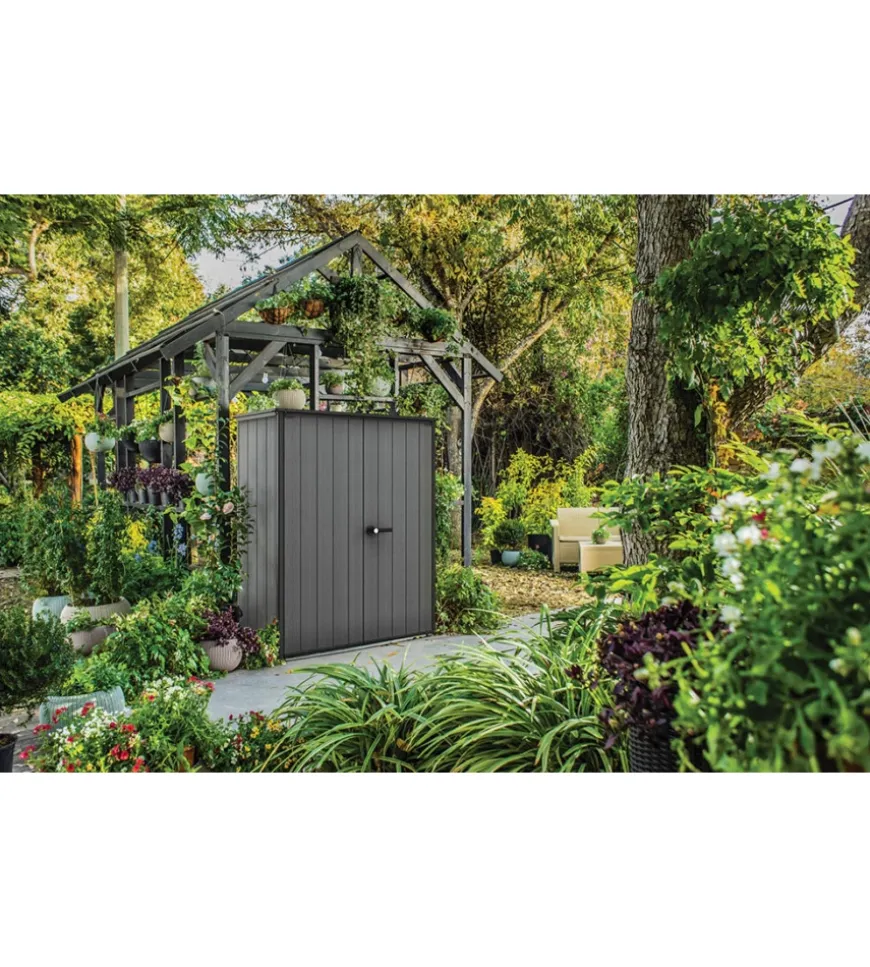 Armadio da esterno keter "cortina alto" in resina 140x73,6x170,4 cm