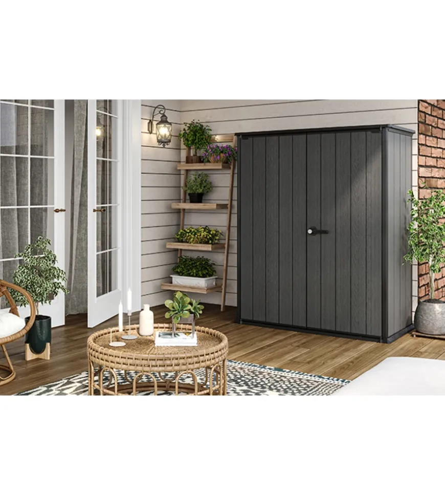 Armadio da esterno keter "cortina alto" in resina 140x73,6x170,4 cm