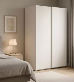 Armadio "ghost" bianco con ante scorrevoli, 116x59x203 cm