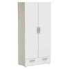 Armadio guardaroba con due ante "nano" con ripiani quercia e bianco, 81,2x37,6x167 cm