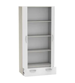 Armadio guardaroba con due ante "nano" con ripiani quercia e bianco, 81,2x37,6x167 cm