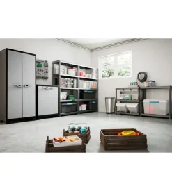 Armadio in resina basso keter "titan" grigio, 80x44x100 cm