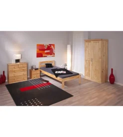 Armadio "leon" 2 ante pino massello finitura naturale, 95x55x190 cm