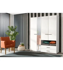Armadio "lisbona" 4 ante bianco, 161x55x205 cm