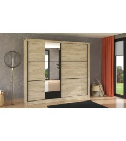 Armadio "madrid" 2 ante scorrevoli quercia, 242x60x215,5 cm