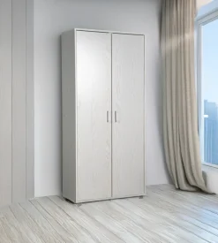 Armadio multifunzione bellahome in laminato bianco venato alto 78x35x170 cm