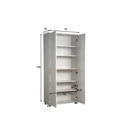 Armadio multifunzione bellahome in laminato bianco venato alto 78x35x170 cm