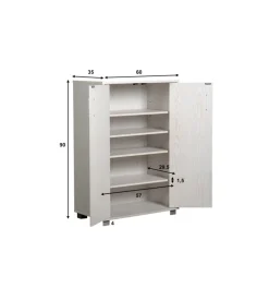 Armadio multifunzione bellahome in laminato bianco venato basso 60x35x90 cm