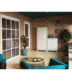 Armadio multispace keter "maximo" in resina grigio chiaro 80x44x182 cm