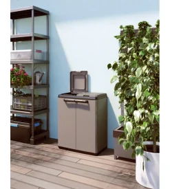 Armadio per raccolta differenziata keter "split cabinet recycling" in polipropilene 68x39x85 cm