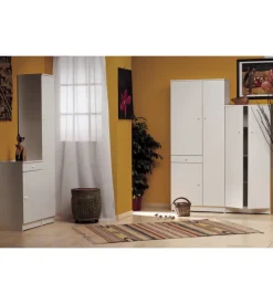 Armadio portabiancheria 3 ante 1 cassetto, 77x34x183 cm