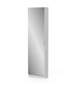 Armadio scarpiera bianco con anta a specchio, 50x20x180 cm
