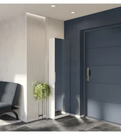 Armadio scarpiera bianco con anta a specchio, 50x20x180 cm