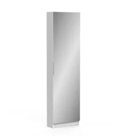 Armadio scarpiera bianco con anta a specchio, 50x20x180 cm