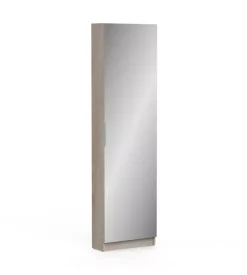 Armadio scarpiera quercia con anta a specchio, 50x20x180 cm