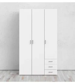 Armadio "space" con 3 ante e 3 cassetti bianco, 115,8x49,5x200,4 cm