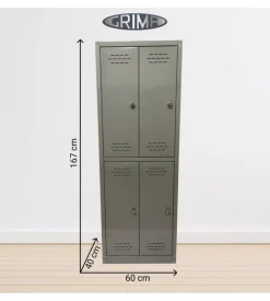 Armadio spogliatoio in metallo grima 4 ante, 60x40x167 cm