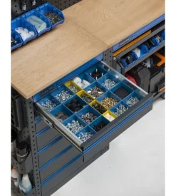 Arredamento modulare garage fami "linea 391" con cassettiera e armadio a 1 anta in lamiera antracite 121,6x49,5x190 cm