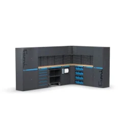 Arredamento modulare garage fami "linea 391" angolare in lamiera antracite 368,8+247,2x49,5x190 cm