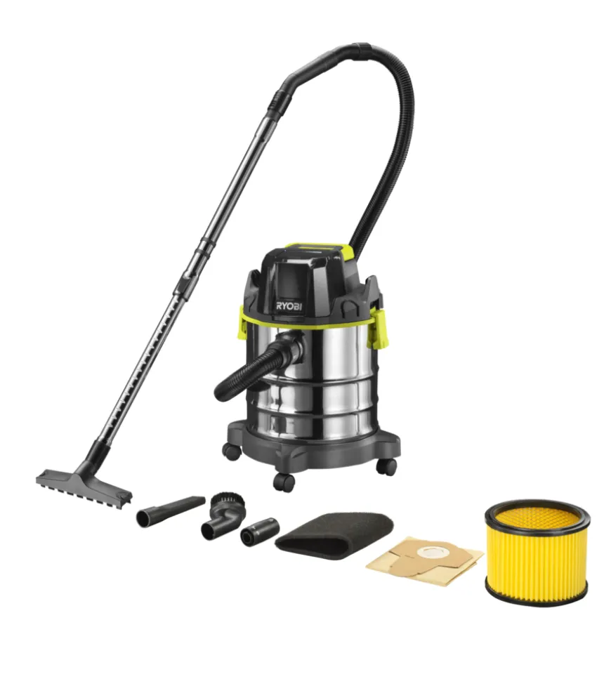 Aspiratore solidi e liquidi a batteria ryobi "r18wdv-0" 18v 18l, solo corpo macchina