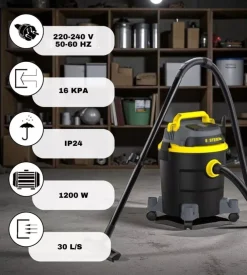 Aspiratore solidi liquidi elettrico system+ 1200w 20lt 30l/s