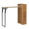 Banco bar porta bottiglie con tavolo estraibile nero e legno scuro, 122x44,5x108 cm