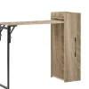Banco bar porta bottiglie con tavolo estraibile nero e legno chiaro, 122x44,5x108 cm