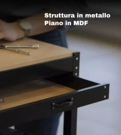 Banco da lavoro easy system con pannello preforato in metallo e mdf 119x59x90/150 cm