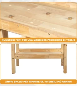 Banco da lavoro easy system in legno di quercia 148x61x86cm