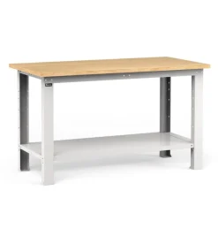 Banco da lavoro garage fisso fami "work" in legno di faggio e lamiera grigio chiaro 150x75x88,2 cm