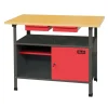 Banco da lavoro valex in legno e acciaio con 2 cassetti e anta richiudibile 120x60x85 cm