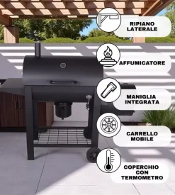 Barbecue a carbone arnold "colorado" con affumicatore 66x42 cm