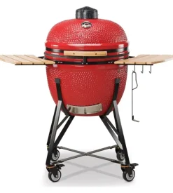 Barbecue a carbone kamado bono "limited 25" in ceramica rosso con rotelle 83x70x90 cm