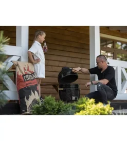 Barbecue a carbone kamado bono "minimo 15" in ceramica nero 46x46x65 cm