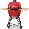 Barbecue a carbone kamado bono "grande 23" in ceramica rosso con rotelle 76x66x90 cm