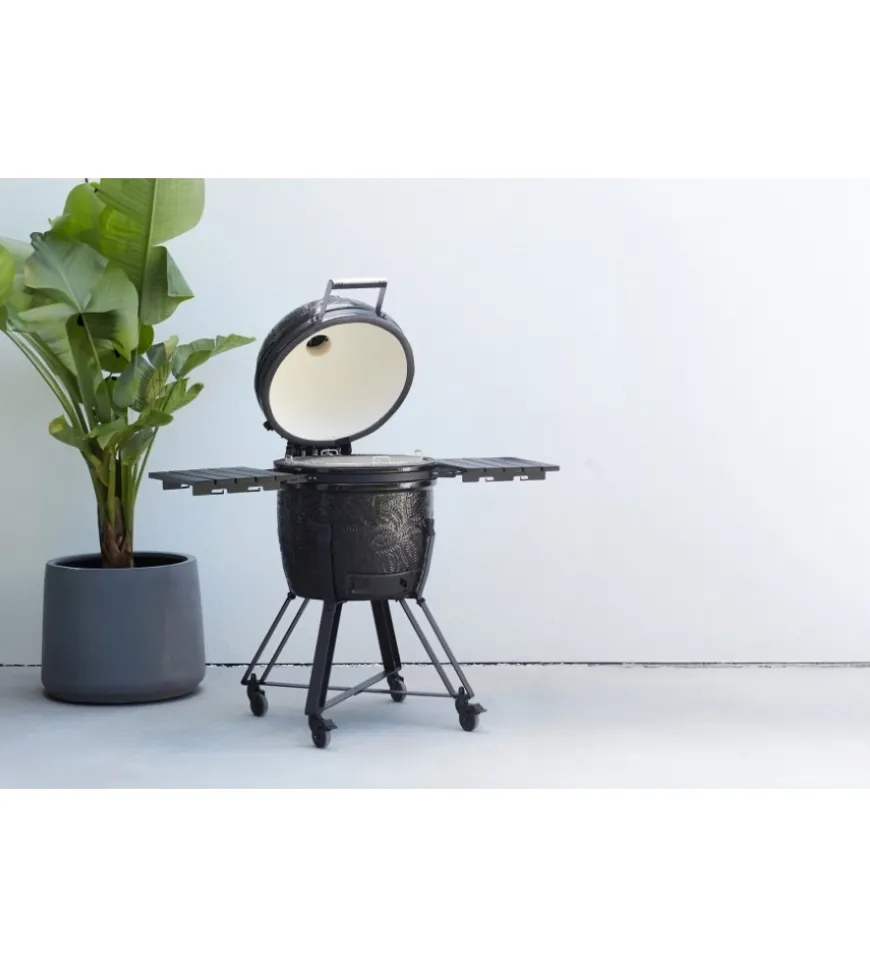 Barbecue a carbonella barbecook "kamal 2.0" in ceramica nero con griglia 46 cm