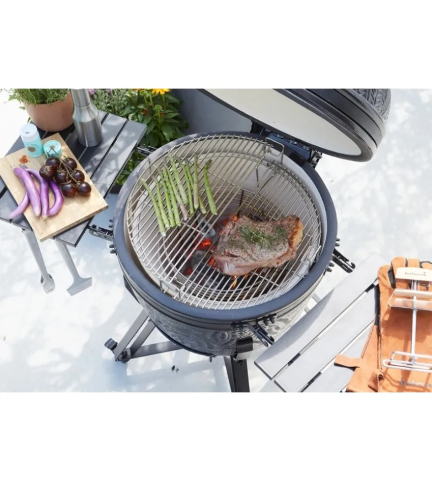 Barbecue a carbonella barbecook "kamal 2.0" in ceramica nero con griglia 46 cm