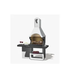 Barbecue a carbonella in calcestruzzo modello ulisse, 170x64x232 cm - sarom fuoco