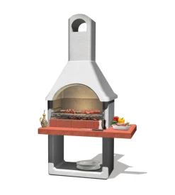 Barbecue a carbonella in cemento sarom fuoco "milano" 88x58x197,3 cm