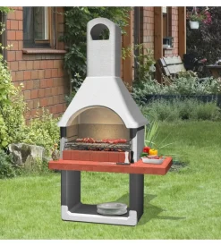 Barbecue a carbonella in cemento sarom fuoco "milano" 88x58x197,3 cm