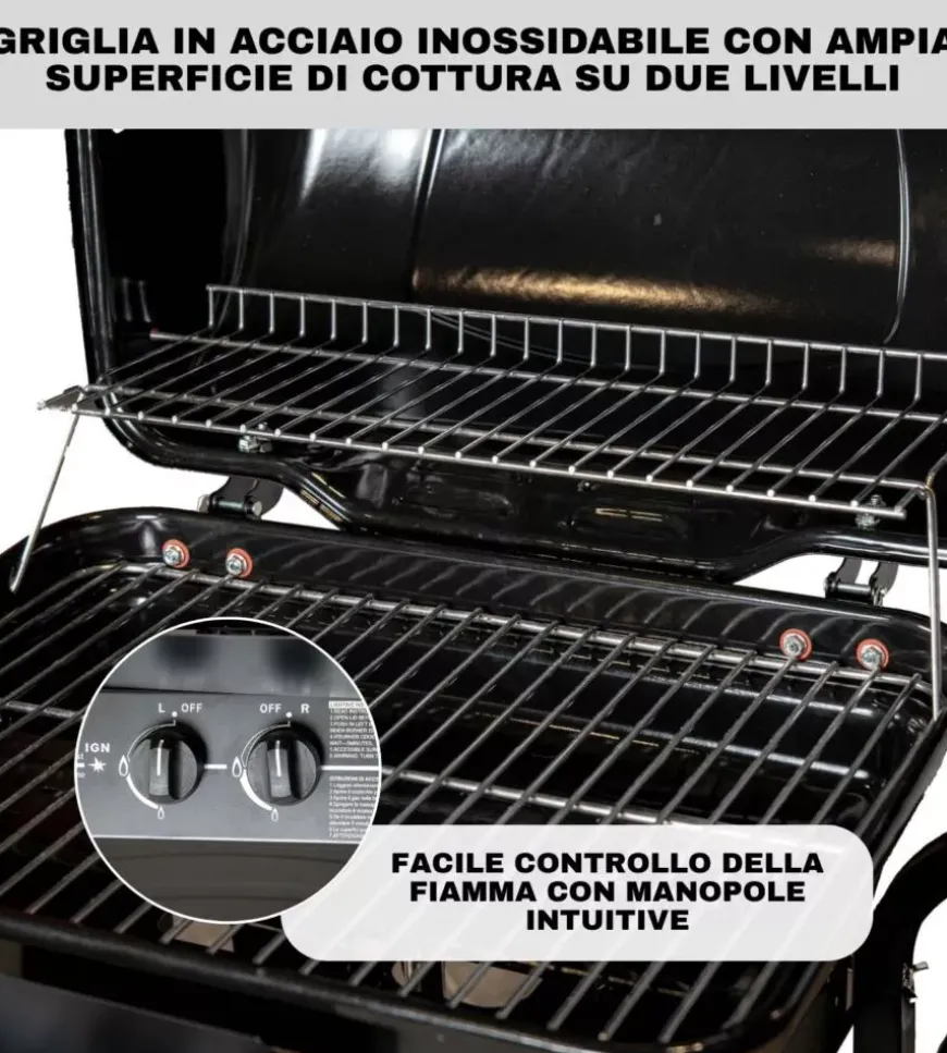 Barbecue a gas arnold "arizona" 2 bruciatori 115x55x102 cm