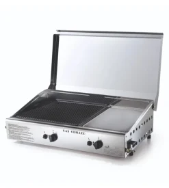 Barbecue a gas ompagrill con plancha doppia e coperchio 2 bruciatori 71,5x44x24 cm