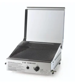 Barbecue a gas ompagrill con plancha singola rigata e coperchio 1 bruciatore 44x44x24 cm