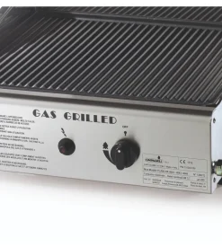 Barbecue a gas ompagrill con plancha singola rigata e coperchio 1 bruciatore 44x44x24 cm