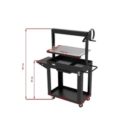 Barbecue a legna e carbone "santa maria" con griglia regolabile con maniglia e catena, 113x47x147 cm