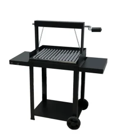 Barbecue a legna e carbone  "montevideo" con griglia regolabile da maniglia e catena, 57,5x40x113 cm