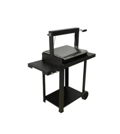 Barbecue a legna e carbone  "montevideo" con griglia regolabile da maniglia e catena, 57,5x40x113 cm