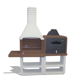 Barbecue a legna o carbonella in cemento sarom fuoco "portofino" 194x64x228,5 cm