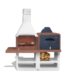 Barbecue a legna o carbonella in cemento sarom fuoco "portofino" 194x64x228,5 cm